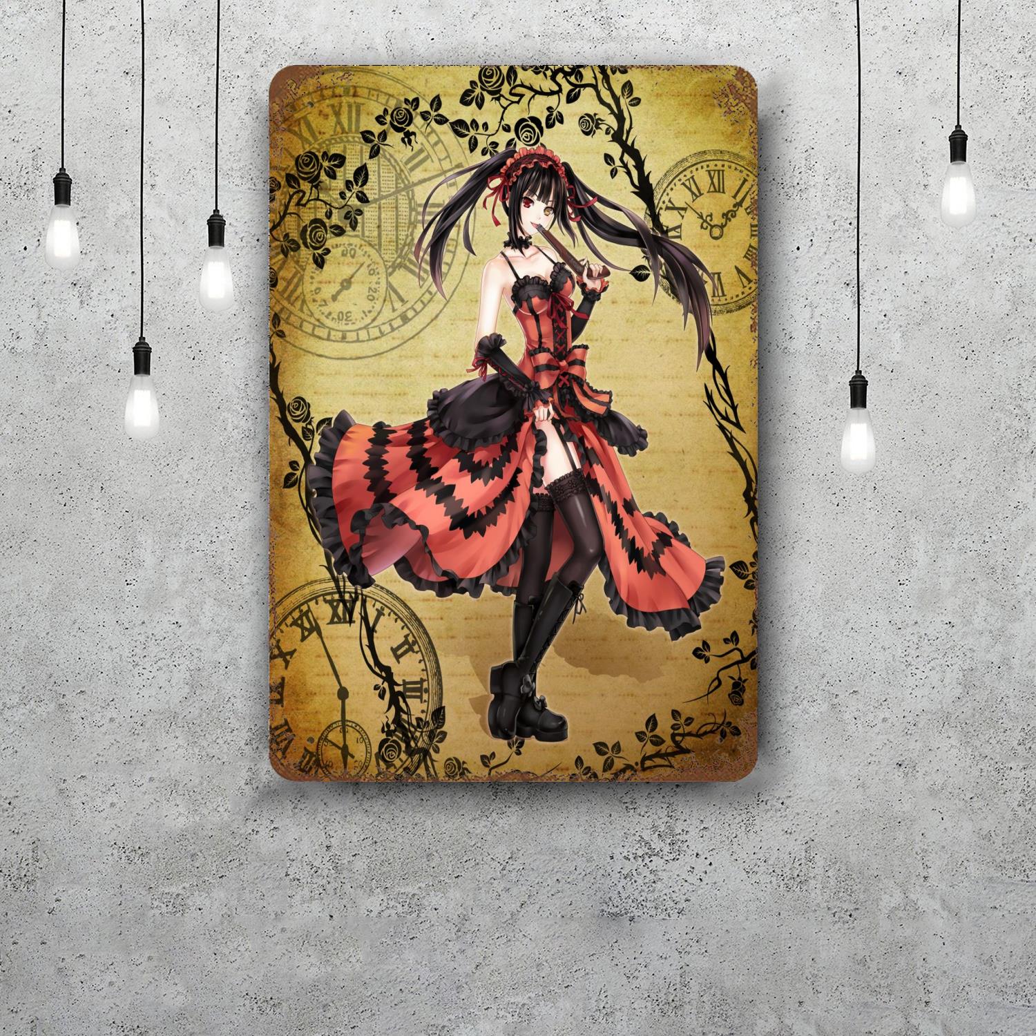 

kurumi tokisaki Metal Signs wall decor Vintage Tin Signs Captain Metal Poster Decor for Bar Pub Club Wall Decoration 20x30cm（7.8x11.8inch）
