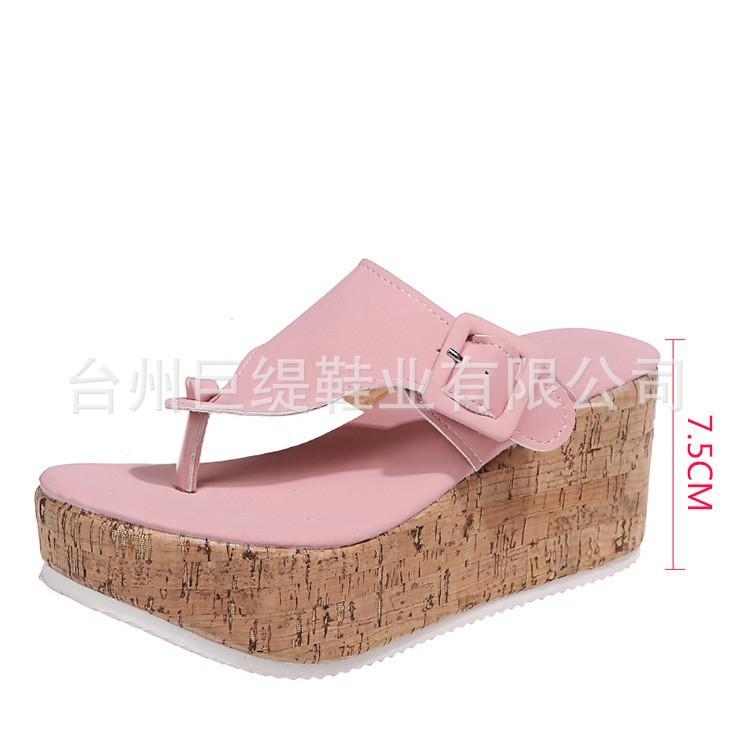 Juti Spot 2025 Summer New Women's Shoes Foreign Trade Large Size Wish Independent Station Slope Heel Women's Buckle Sandals