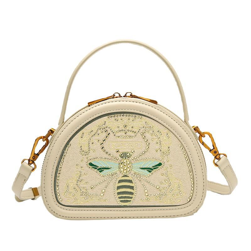 Guangzhou Women's High-end Embroidered Leather Bag, Women's New Bee Bag, Women's Versatile Single Shoulder Crossbody Small Bag