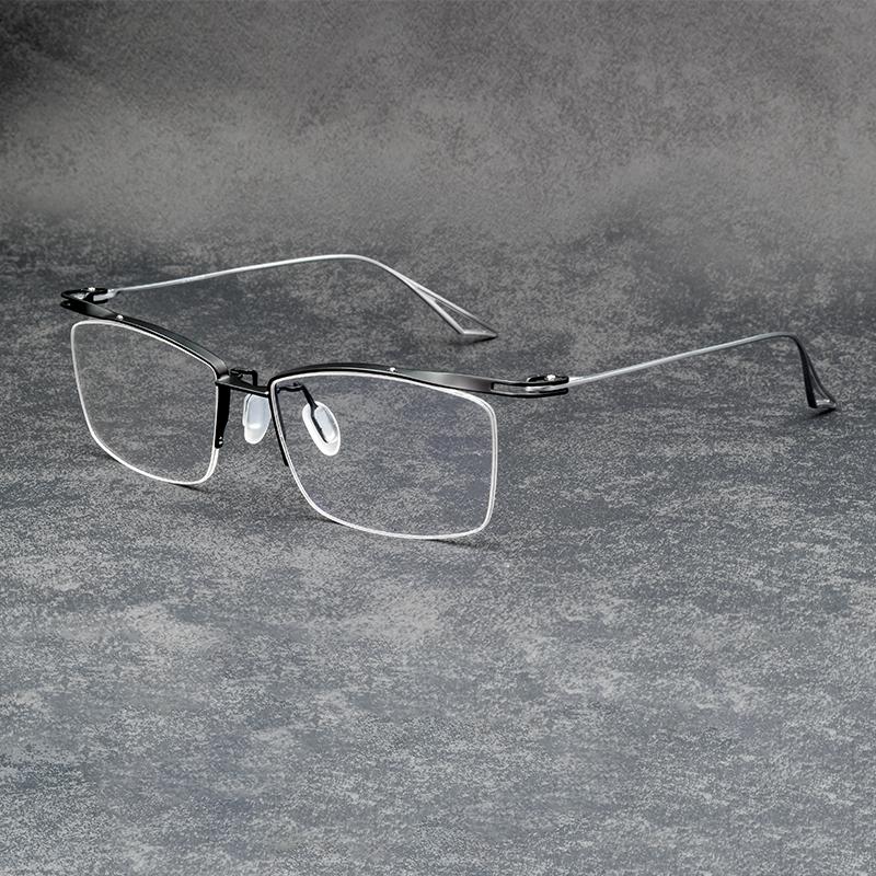 

Japan ACT Series Replica Big Face Pure Titanium Glasses Frame Men Ultra-light Square Half Rim Eyeglasses Formal Occasion Eyewear Demo Lens