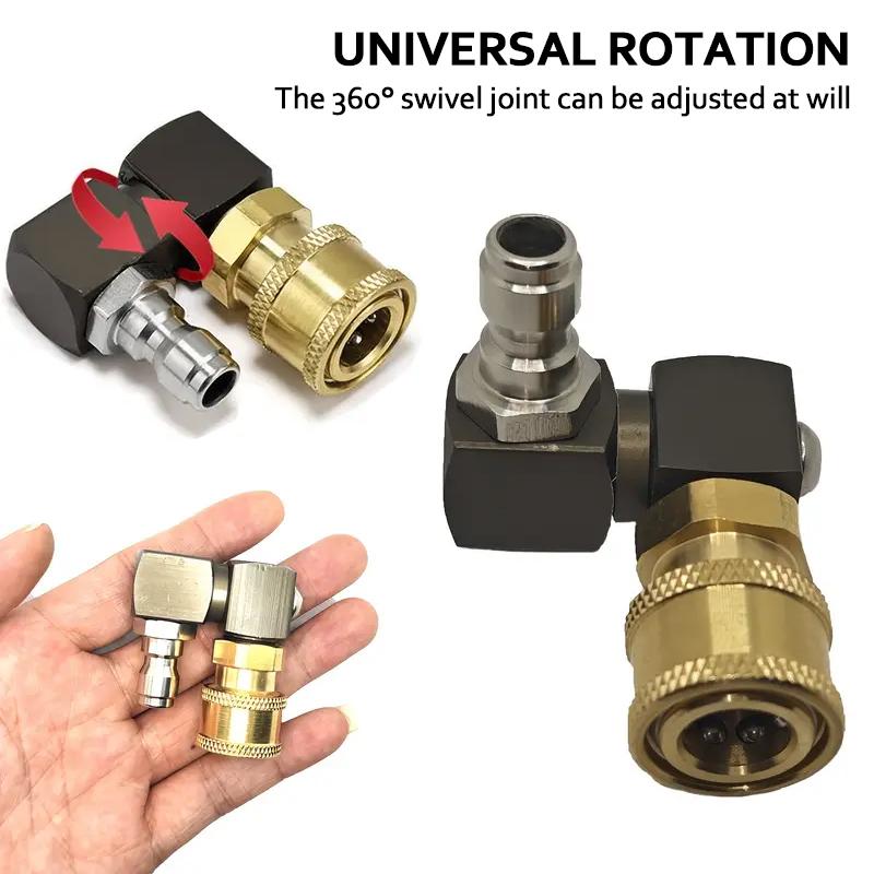 360° Swivel High Pressure Washer Adapter - 1/4" Quick Plug Copper/Aluminum Quick Connect Jet Nozzle Attachment for Car Washing