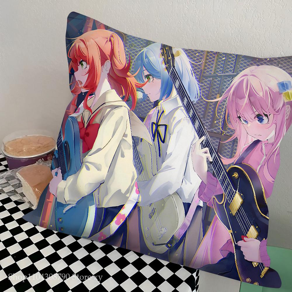 Anime Bocchi The Rock Pillow Case Square Pillow Bedroom Sofa Leisure Comfort Cushion Car Living Room Home Decoration