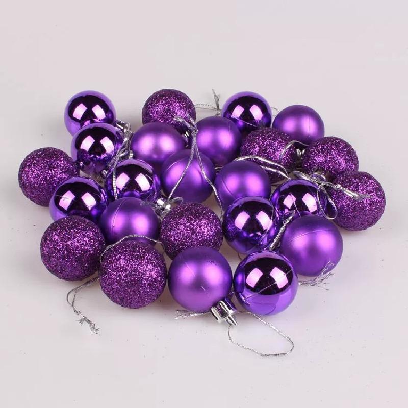 30mm Pack 24 Christmas Matte And Glitter Decor Ball Festival Props Atmosphere