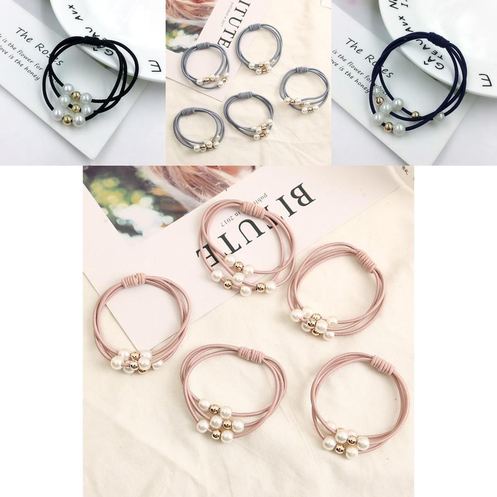 Korean Version Of The Three-strength Rubber Band High-elastic Pearl Head Rope For Women And Girls