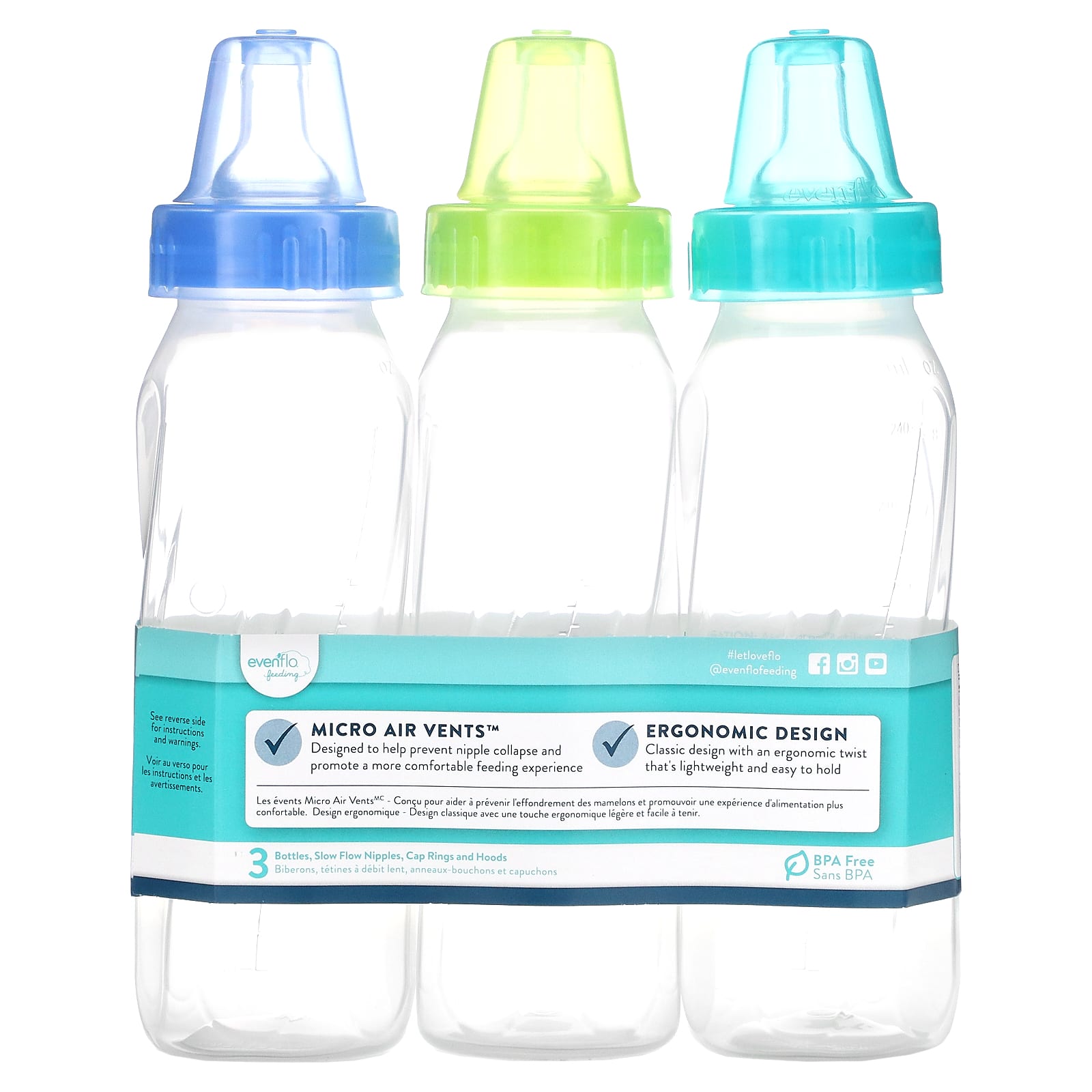 Evenflo Feeding Classic Bottles, Standard, 0+ Months, Slow,