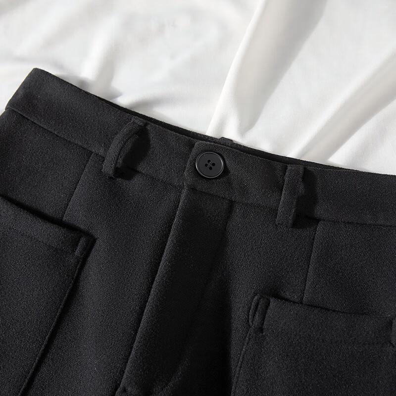 Women's High-Waist Wide-Leg Spliced Wool Blend Suit Trousers