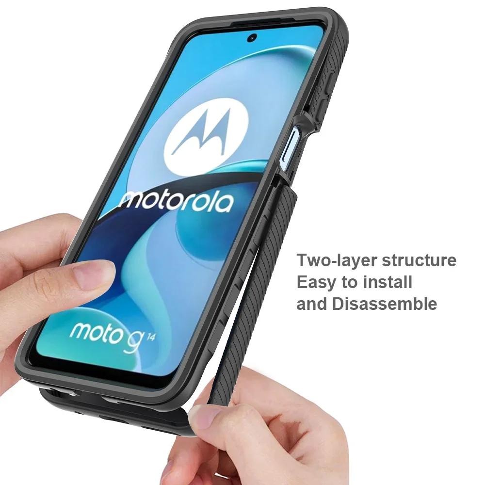 Non-slip Transparent Armor Shockproof Phone Case For Motorola Moto G14 G54 G84 6.5 Inches TPU Bumper Hard Plastic Back Cover