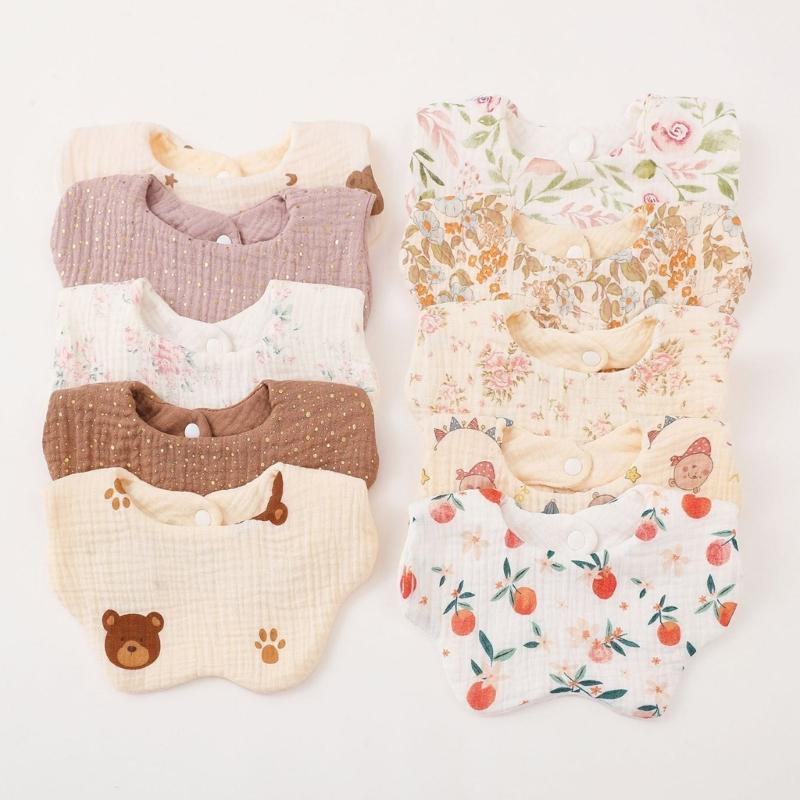 6-lagiges Lätzchen für Neugeborene Sabberlätzchen Baumwolle Spucktuch Weich & Atmungsaktiv Zahnungslätzchen für Säuglinge Baby Fütterungstuch
