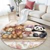 Cartoon Animals Pattern Round rug,Carpet Rug for Living Room Bedroom Sofa Playroom Decor,Non-slip Floor Mat,Holiday Gifts and Birthday Gifts