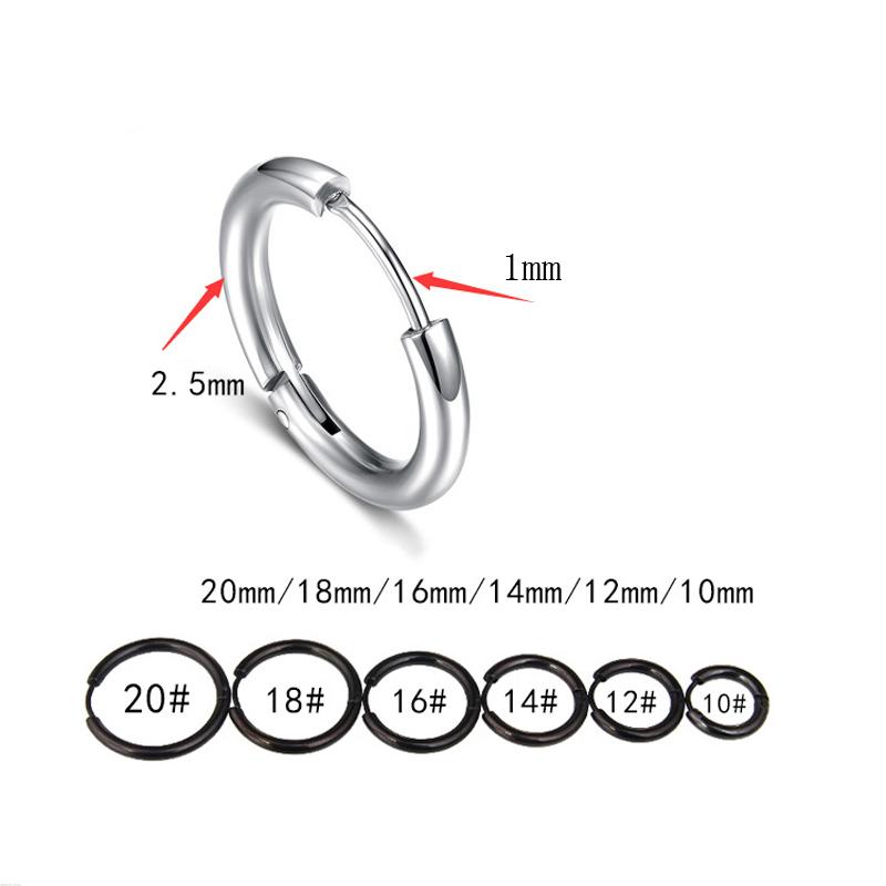 1 Pair Stainless Steel Hoop Earrings for Men Women Small Circle Metal Ball Anti-allergic Ear Buckle Rock Hip Hop Zircon