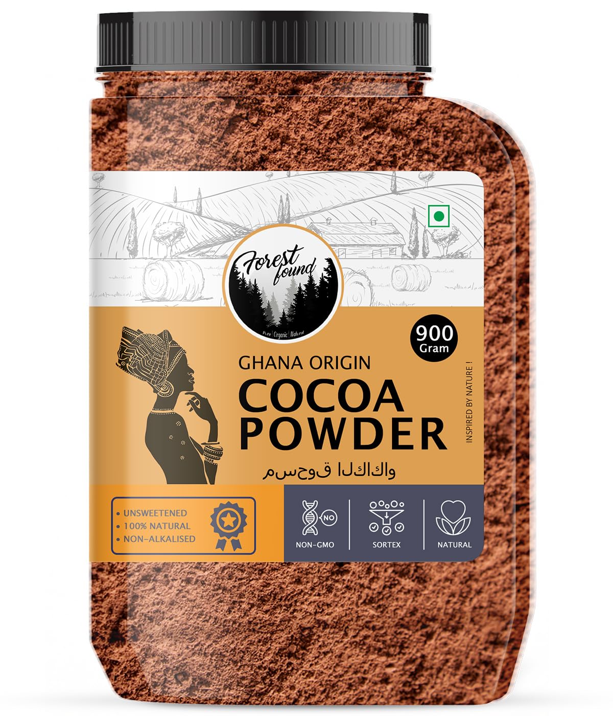 Forest Found 100% Pure Dark Cocoa Powder 900g | Unsweetened Natural Cacao for Baking, Cake, Chocolate Making & Smoothies | Rich Aroma, Gluten Free,