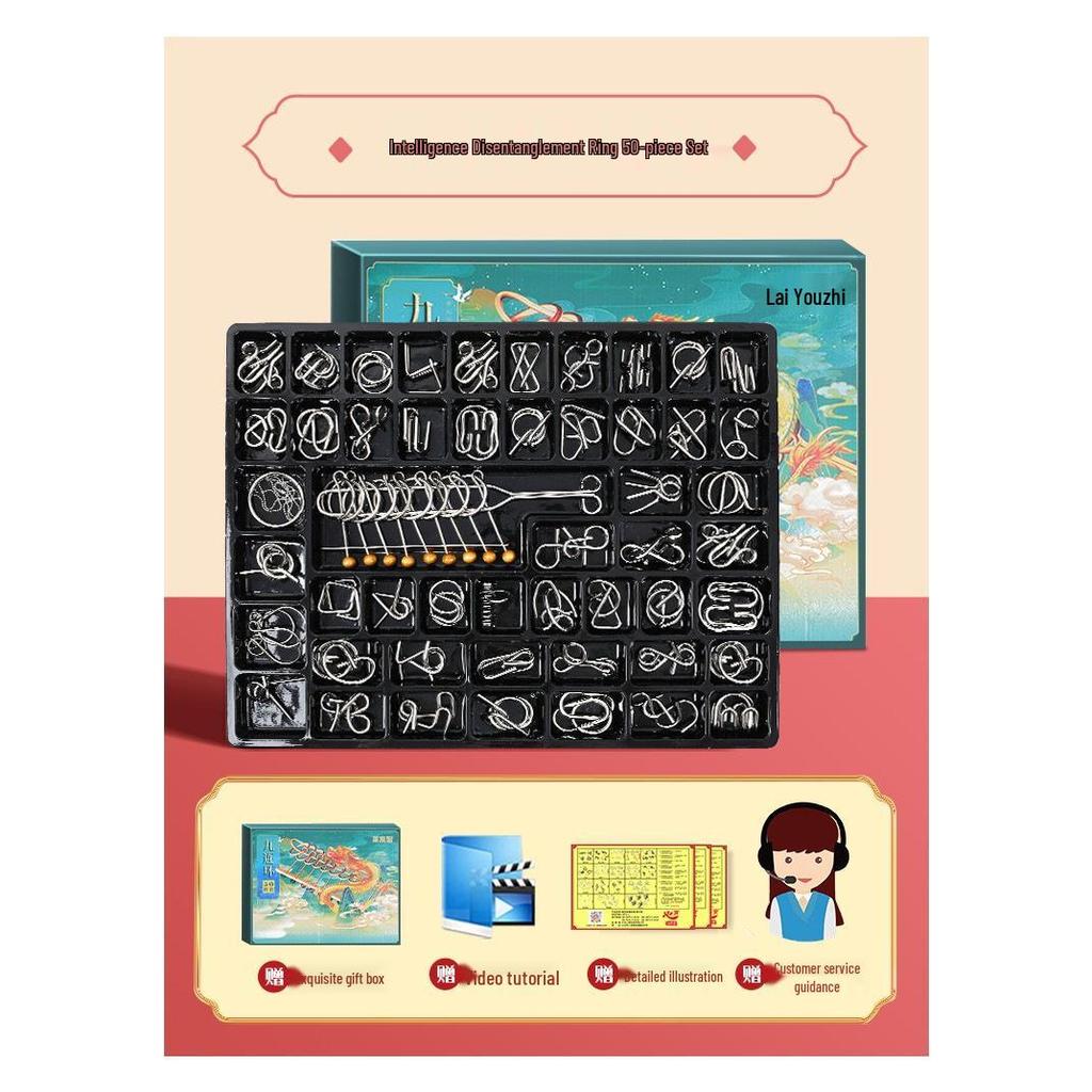 24-Piece Interlocking Rings and Luban Kongming Lock Set - Children's Educational Disentanglement Toys