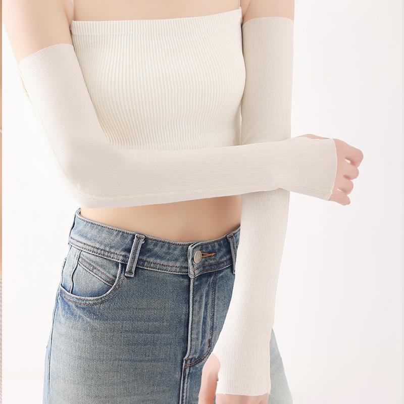 Summer Unisex Thin Ice Silk Dew Finger Short Gloves For Outdoor Driving Cycling Sun Protection Half Finger Elastic Elbow Sleeves