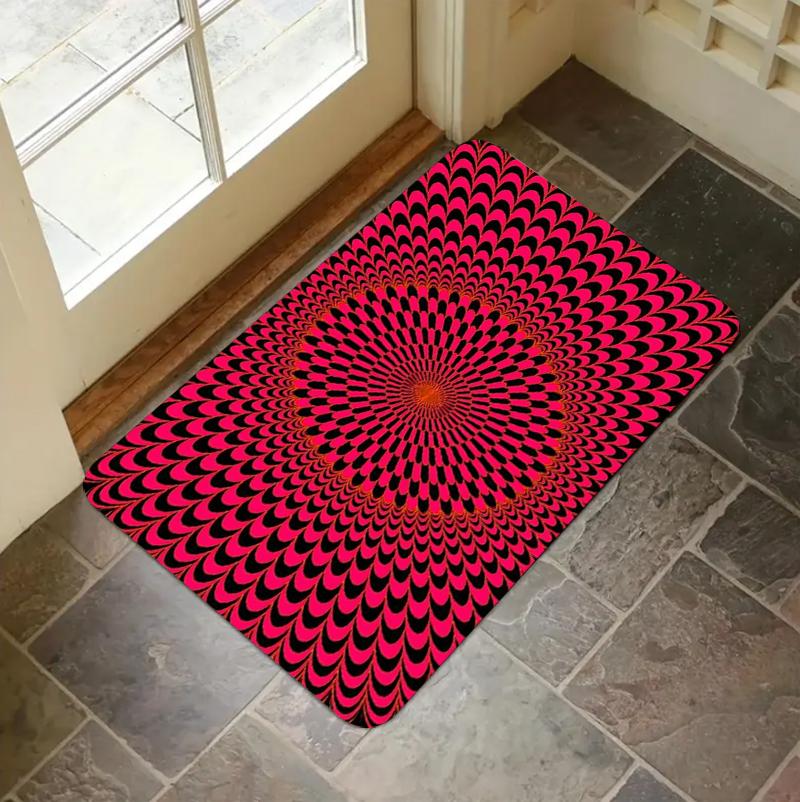 

Red Psychedelic Mandala Optical Illusion Print Non-Slip Door Mat Washable Absorbent Entrance Rug for Home Kitchen Bathroom Decor 40x60cm