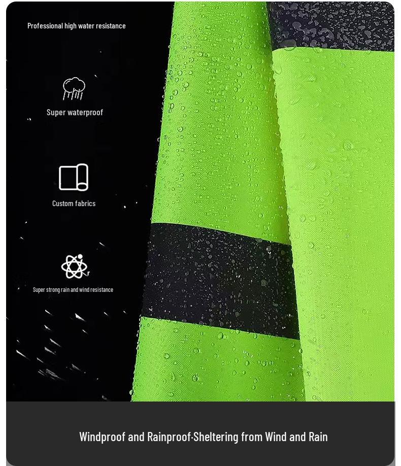Reflective Raincoat & Pants Set - Thickened PU Oxford Cloth for Traffic & Sanitation, Stormproof