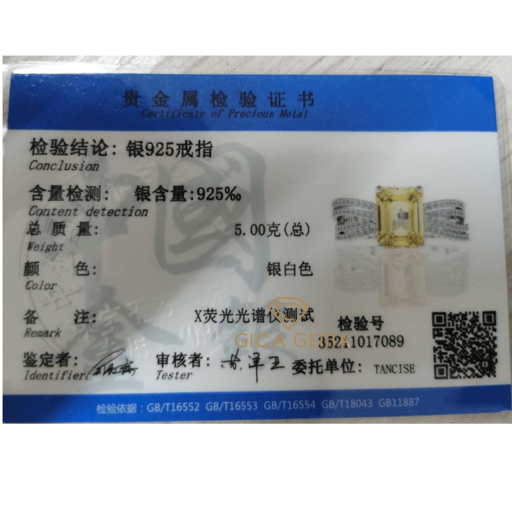 Gica Gema 925 Sterling Silver Rectangle High Carbon Diamond Wedding Ring For Women Sparkling Zircon Party Fine Jewelry