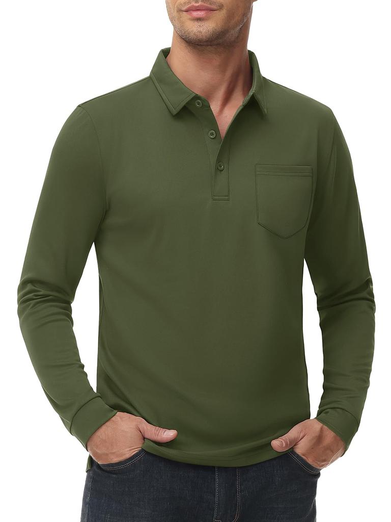 KEFITEVD Long Sleeve Polo Plus Outdoor Dry Long Size XL Men's Quick-Drying Shirt, Sizes, Stretch, Wear, Hiking, T-Shirt, Spring/Autumn, Sports, Tee,