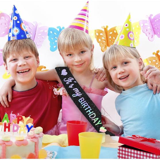 Vuzvuv It's My Birthday Birthday Sash, Glitter Birthday Sash with Foil Letters Birthday Party Decor for Women, Girls