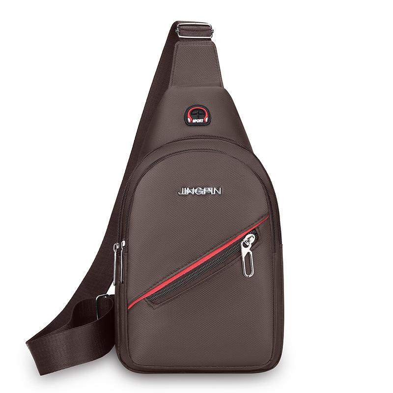 Korean Leisure Chest Bag Oxford Cloth Backpack Trend Men's Messenger Bag Zipper Bag Across Leisure Bag Black.