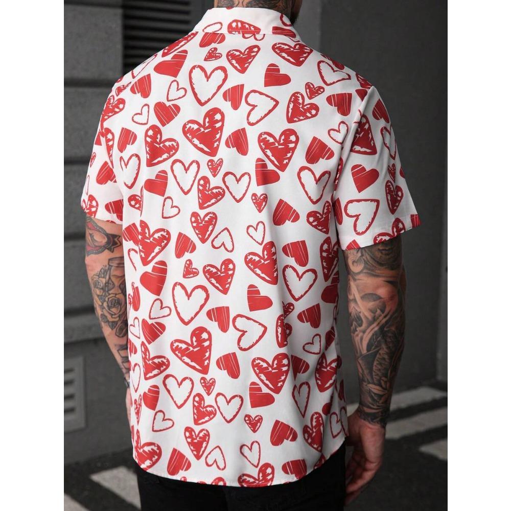 Spring Summer Men Short Sleeve Shirt Men Casual 3D Digital Print Simple Style Shirt Tops 100% Polyester