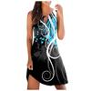 Women Casual Summer Printed Tank Sleeveless Dress Hollow Out Loose Beach Dress