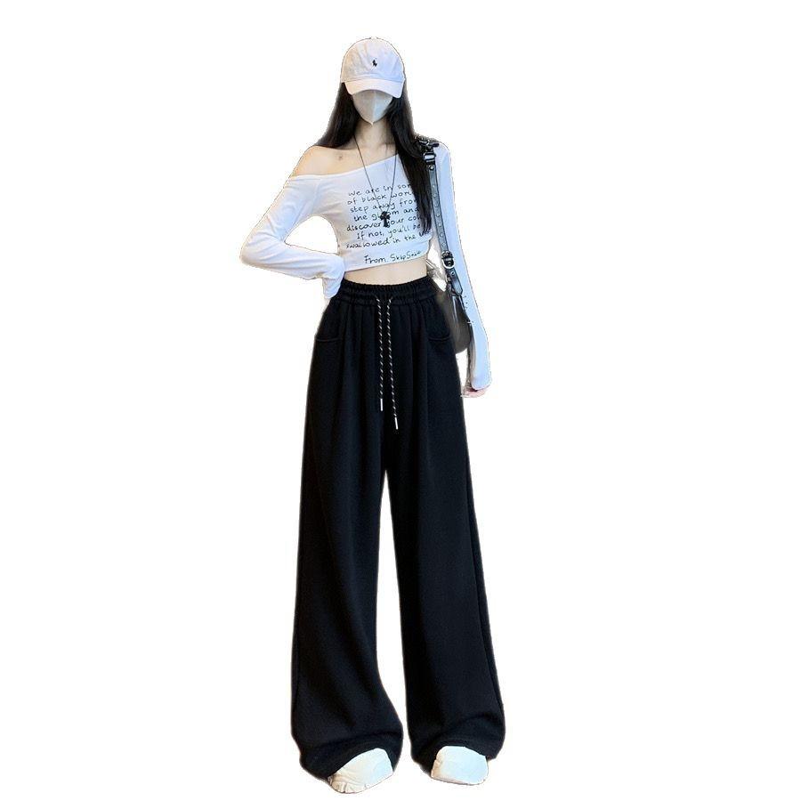 Fashion Casual Pants Women's Clothing Spring and Autumn New High-waisted Straight Loose Wide-leg Long Pants