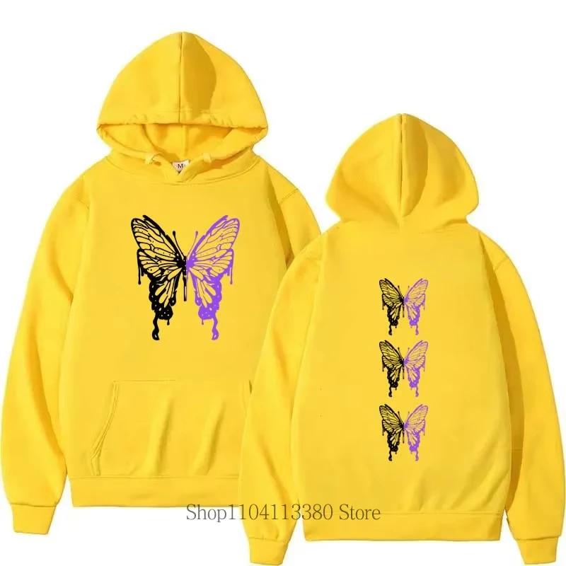 2025 Japanese Blossom Sakura Printing Kangaroo Pocket Hoodies Female Casual Sleeve Sweatshirt with Pocket Women Winter Pullovers