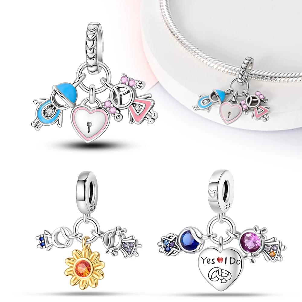 Sparkling Glaze Couples Charm Pendant copper Plated Ideal For Charm Bead Charms copper Plated Authentic Bracelets for Jewellery Making