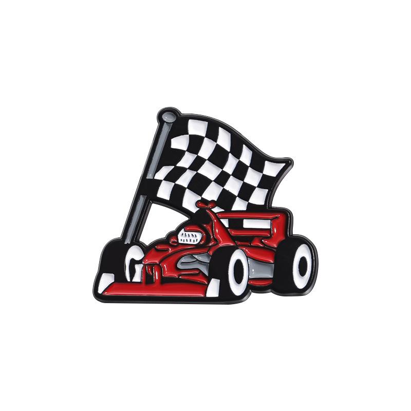 

Unique Cartoon Character Black And White Checkered Flag Brooch Pin For Accessory Fashionable QHXZ1775