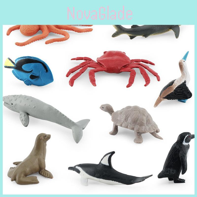 Realistisches Pazifik-Meeresbewohner Modellset PVC Grauer Walhai Krabbe Schildkröte