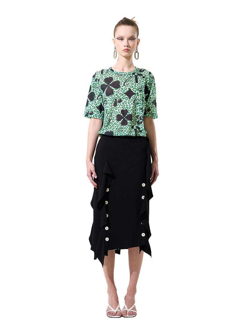 Greedius Green Clover Print Short Sleeve L