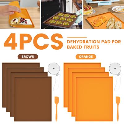4Pcs Silicone Dehydrator Tray with Edge Nonstick Fruit Leather Dehydrator Mat Square Fruit Roll Dehydrator Pad Reusable