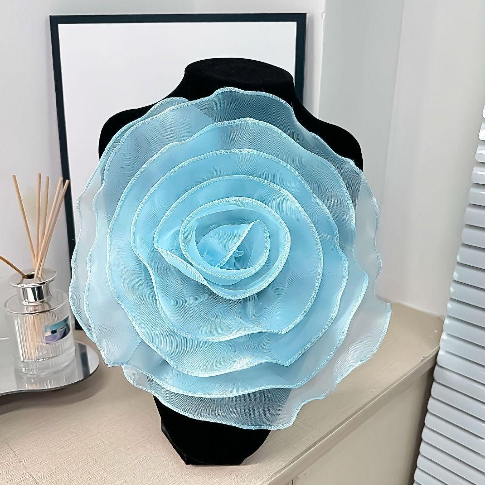 Patch Fiore Grande Organza Multistrato Fiore Petto 3D Patch per Abbigliamento Spilla Fatta a Mano Accessori Applique per Vestiti Cucito