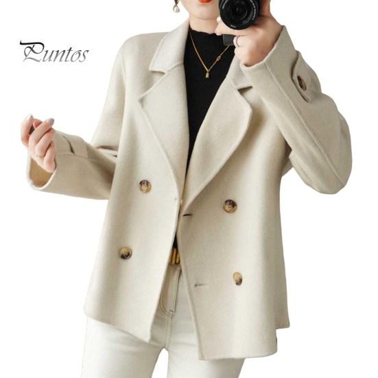 

Женская куртка с лацканами, однотонное двубортное шерстяное пальто, короткое, свободное, с длинными рукавами, для поездок на работу, свиданий, весна, осень, зима, пальто S абрикосовый