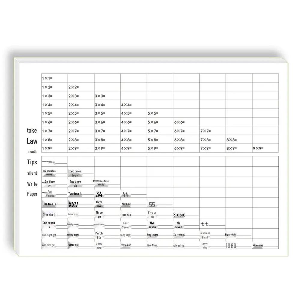 9x9 Multiplication & Division Dictation Paper for Primary School Math Practice