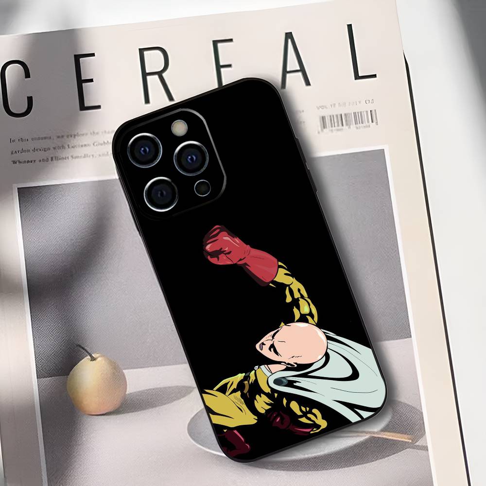 One P-Punch M-Man S-Saitama Phone Case For iPhone 17,16,15,14,13,12,11 Plus,Pro Max,XS,Soft Black Cover