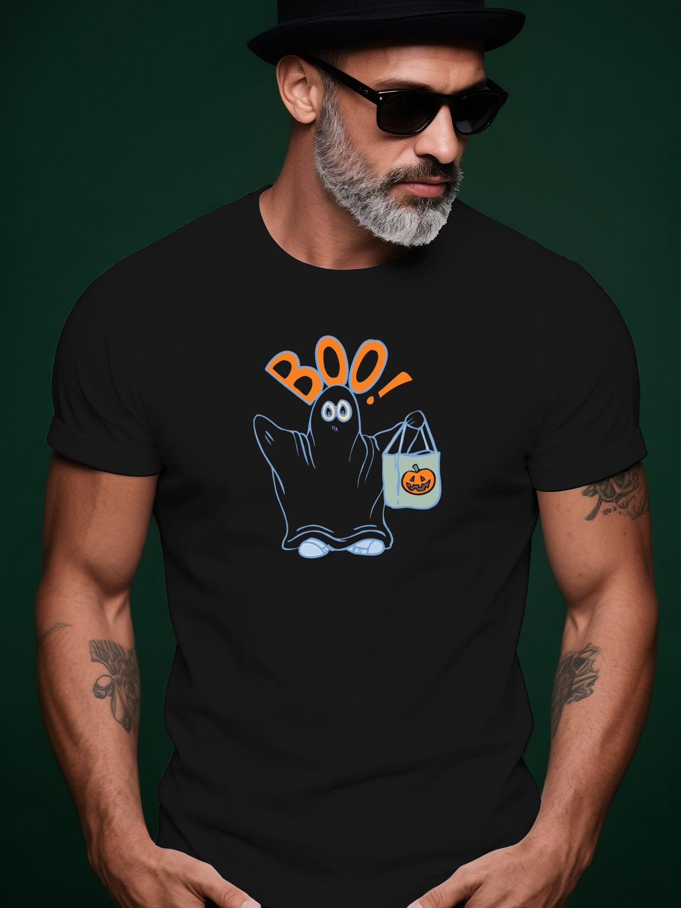 Halloween-Themed Cotton Tshirt - Casual Crew Neck XXXXL