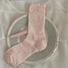 Women's Lace Mesh Mid-Calf Socks: Spring/Autumn, Cotton, Korean/Japanese Style, Ballet & Slouch Design.