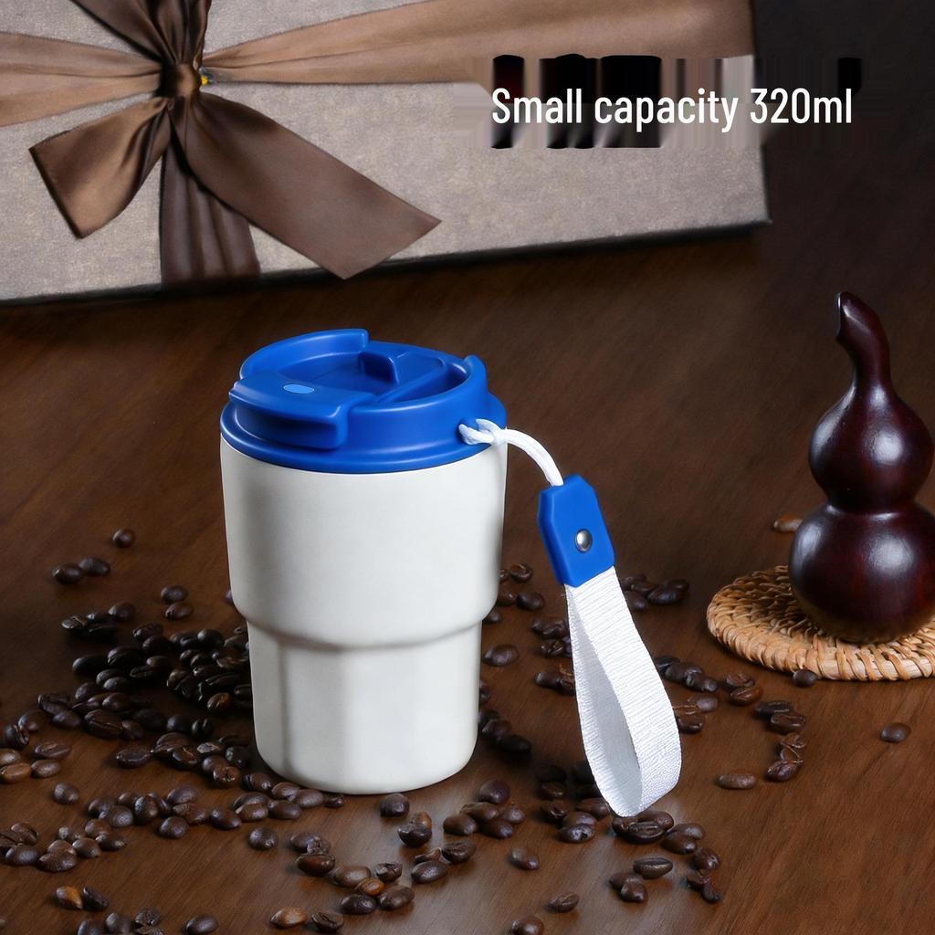 Compact Ceramic-Lined Coffee Thermos for Women - Stylish Stainless Steel Insulated Cup