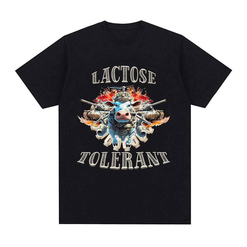 Lactose Tolerant Graphic Print T-Shirt Women Vintage Fashion Short Sleeve T-shirts 100% Cotton Casual Cozy Summer T Shirts
