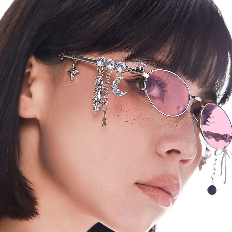 Personalized Sweet Cool Spicy Girl Eyeglasses  Star Diamond Small Frame Elliptical Glasses For Women Trendy Eyeglasses