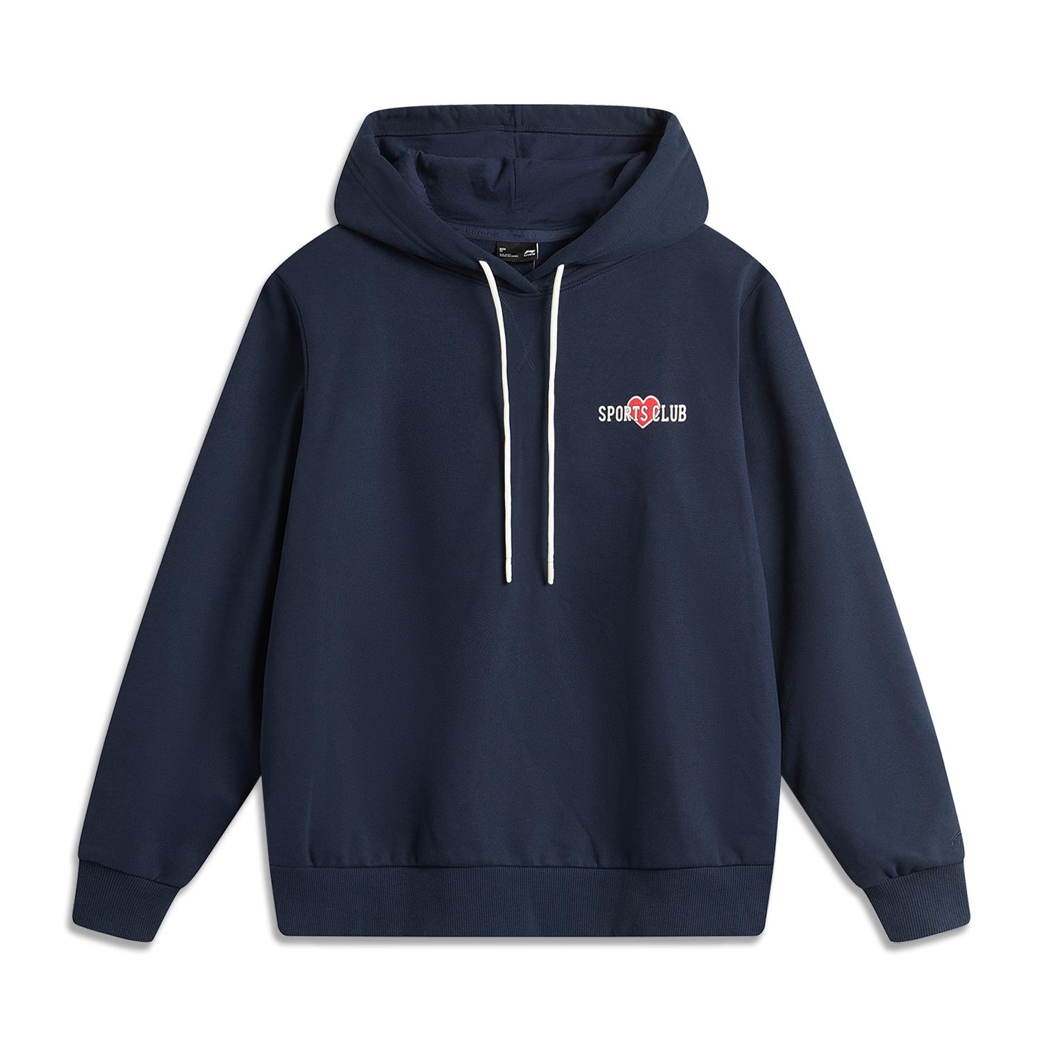 

Li Ning Удобный Свитшот с капюшоном, с принтом сердца и надписью на спине, повседневный, простой, универсальный, свободного кроя, пуловер, женский свитшот AWDVJ46-1 XS