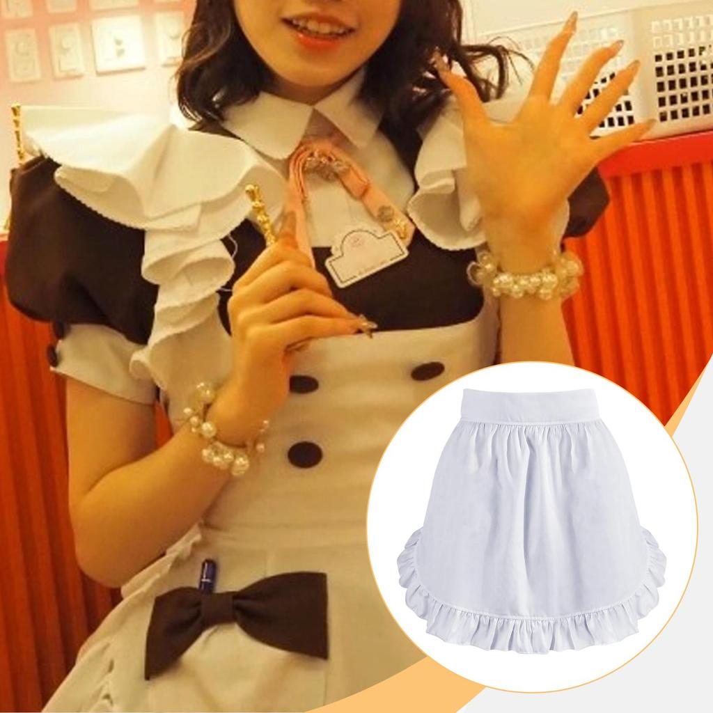 Women Waist Apron Fashion Multiuse with Ruffled Edges for Kitchen Coffee Shop