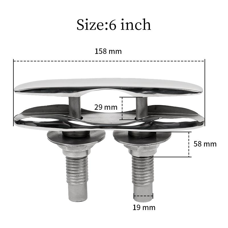

New upgrade 6 8 Heavy Duty 316 Stainless Steel Flush Pop Up Cleat Pull Up Widen handle Retractable Mooring Rope Mirror Polish 6 inch