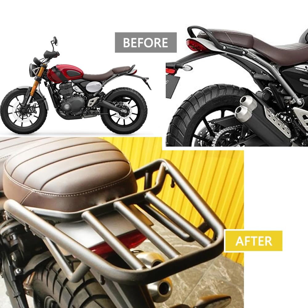 XINMOZR Motorcycle Rear Luggage Rack for Scrambler 400x and Speed 400 Carbon Steel Rack Bracket for Bicycles (2024-2025) - Load-Bearing
