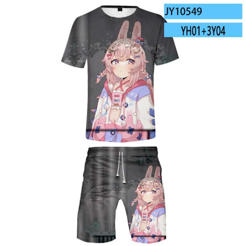 Pipkin Pippa Trykt nye anime fritidssett Cartoon Grafiske topper Kortermet T-skjorter streetwear pop hip hop t-skjorte strandbukser