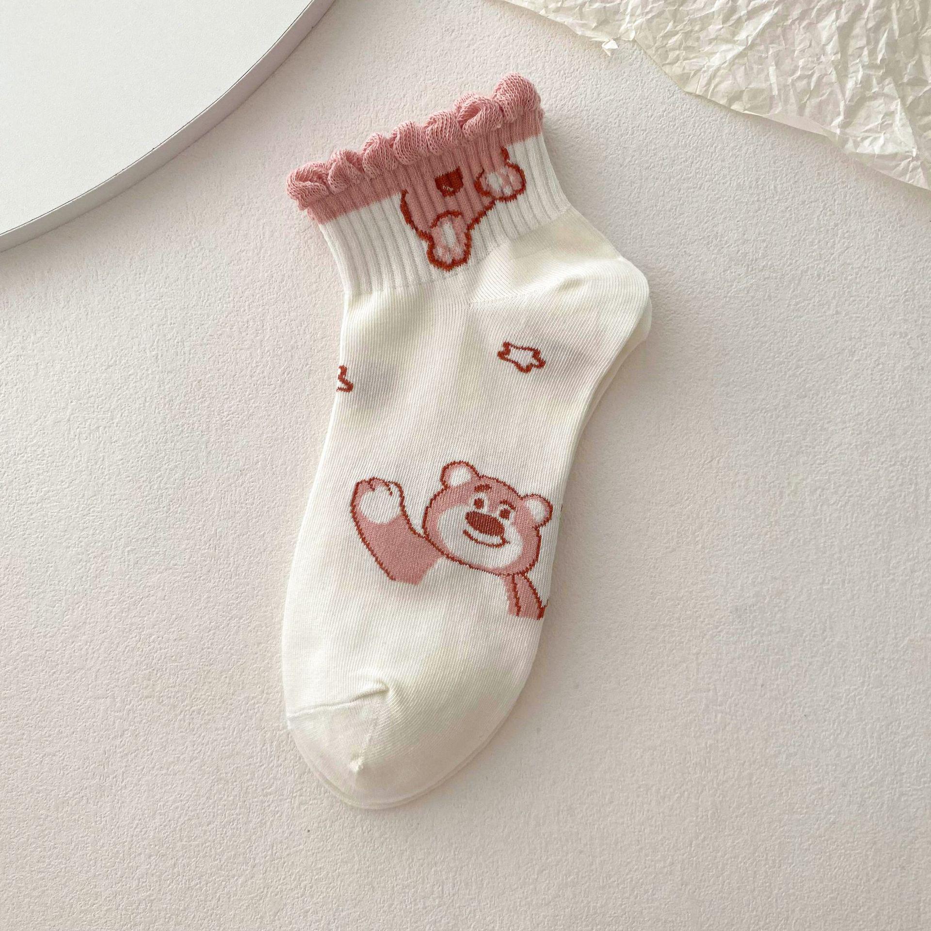 

Короткие летние носки Strawberry Bear для женщин — модные, тонкие, нескользящие, дезодорирующие носки-лодочки