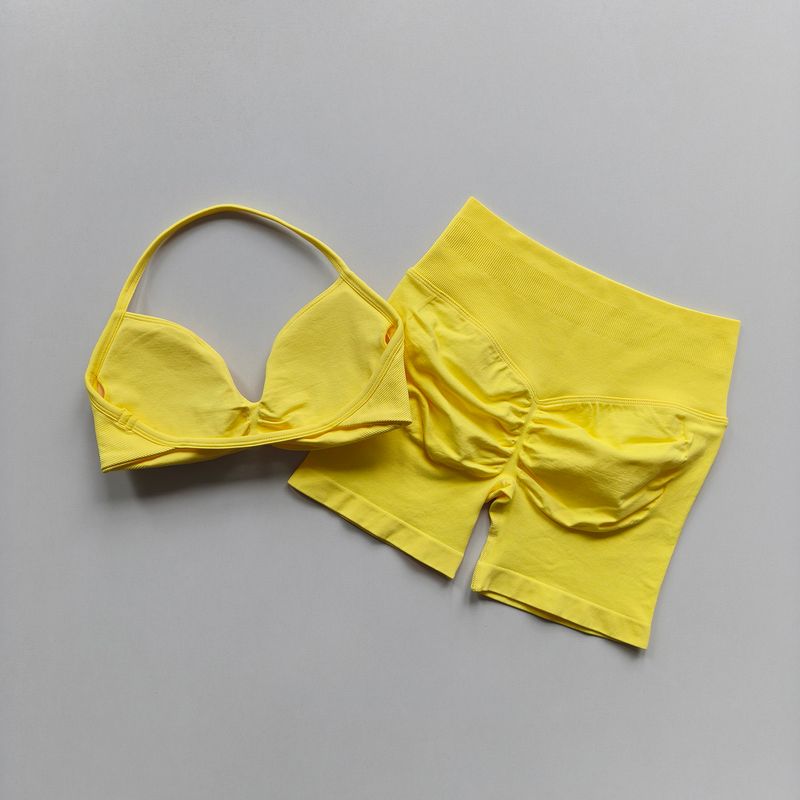Yoga Set for Women, Breathable Quick-Dry Fitness Training Wear, Beautiful Back Design, Supportive Bra, High-Waisted Butt-Lifting Shorts for Summer