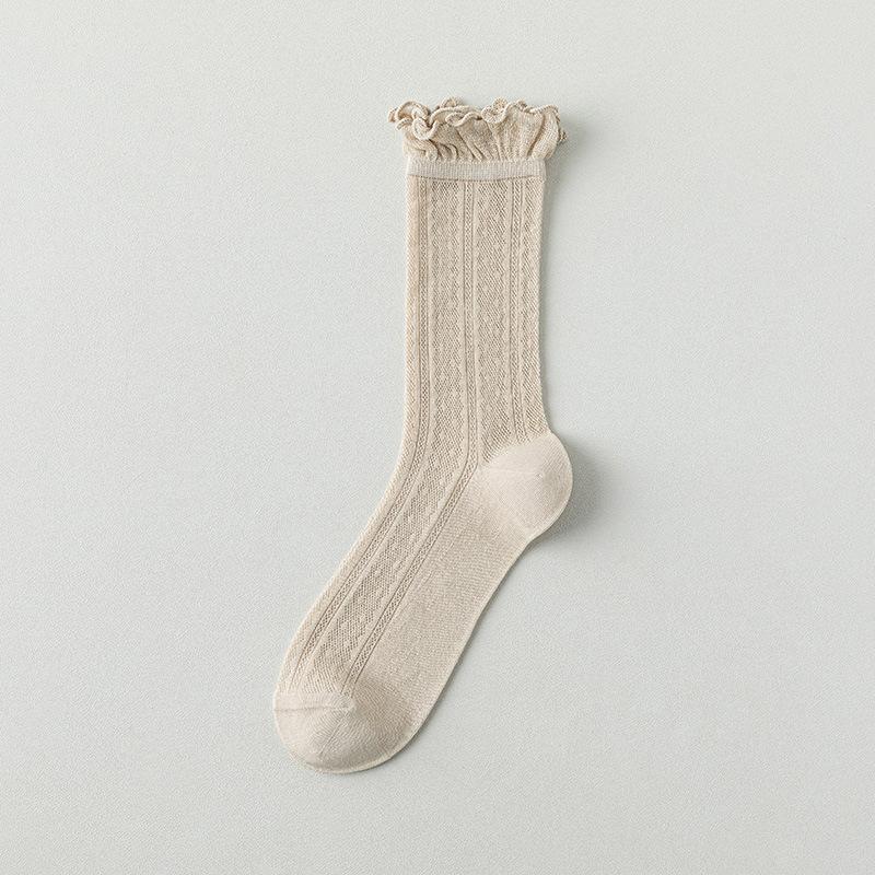 Women's Summer Thin Mesh Breathable Lace Cylinder Ballet Wind Loose Mouth Boneless Mooncake Stack Socks