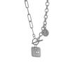 Non-fading hip-hop round square brand letter titanium steel short necklace hiphop trendy personality terroir cool dancing chain